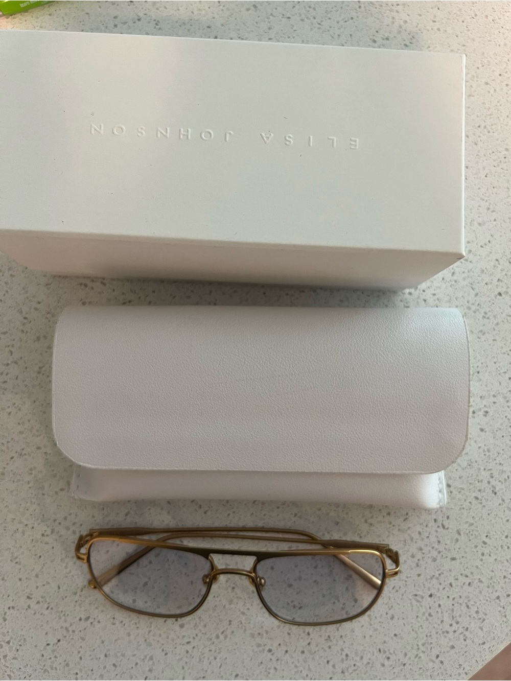 Gold Metal Aviator-Style Sunglasses with Light Brown Lenses - Picture 3 of 3